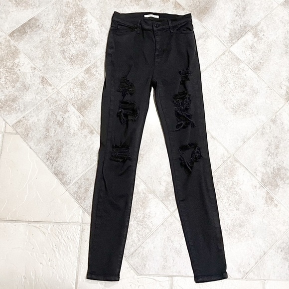 PacSun High Rise Destroyed Distressed Jegging Jeans Black Size 25 Stretchy - Picture 2 of 9
